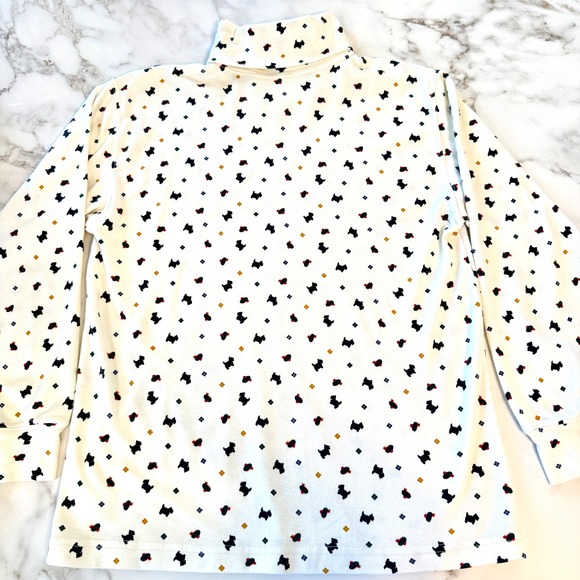 Northern Isles Womens Small Turtleneck Scottie Dog Tartan Print Cream Vintage S - Picture 2 of 10